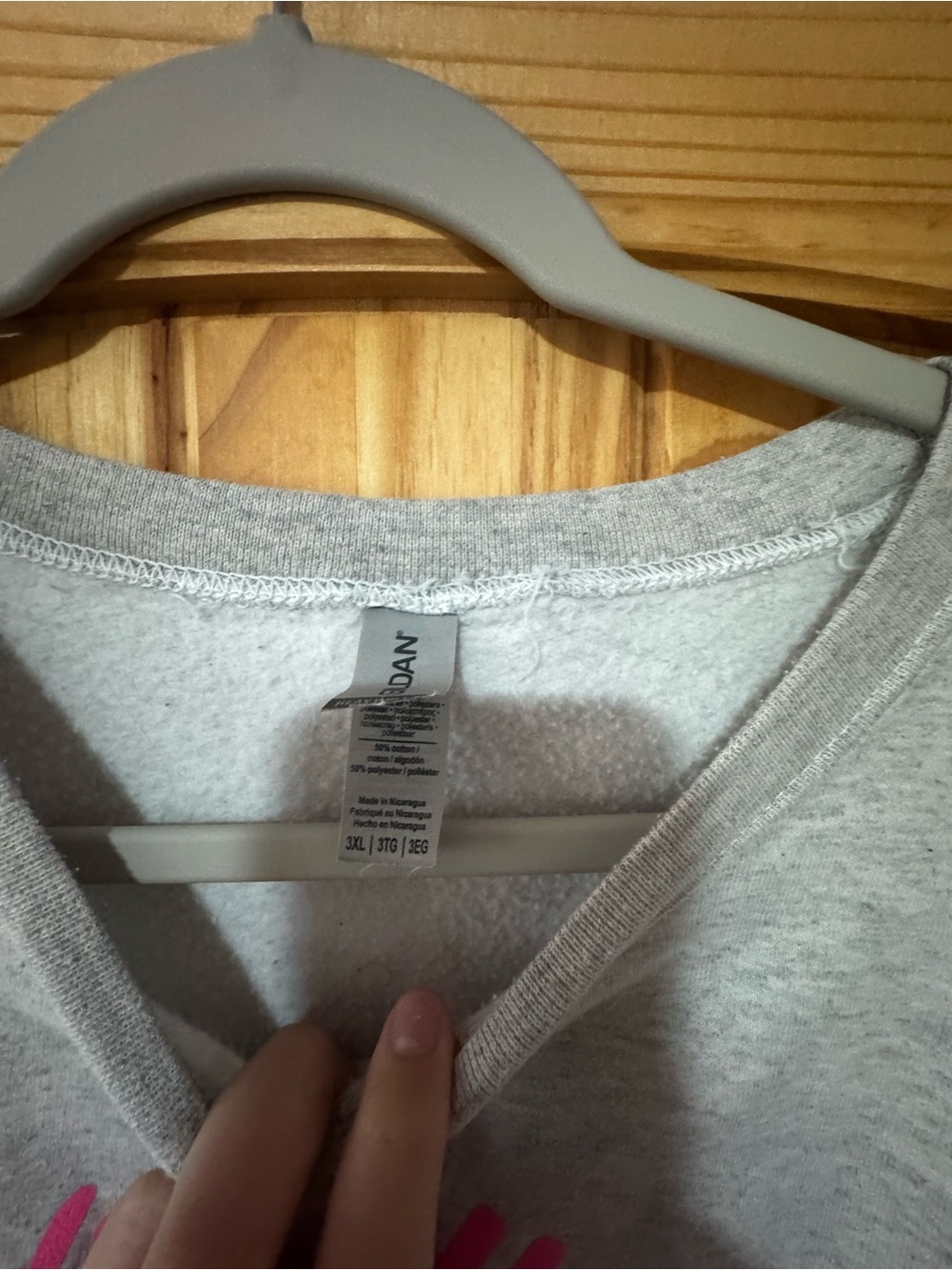 Gildan Light Gray Sweatshirt with Pink Front Graphic - Picture 2 of 2